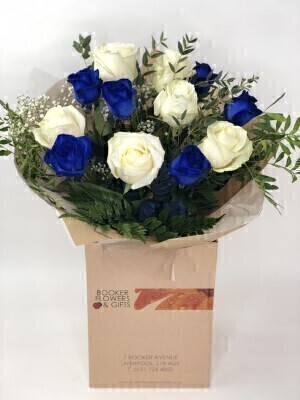 Everton Blue and White Dozen Roses